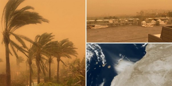 Badai Pasir Sahara Mengubah Langit Menjadi Oranye di Kepulauan Canary, Puluhan Orang Terlantar