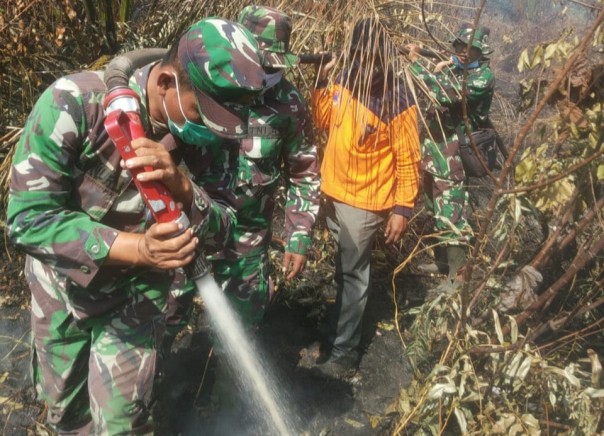 Sebanyak dua titik api di pulau Rupat, Kabupaten Bengkalis, Riau kembali muncul (foto/Hari)