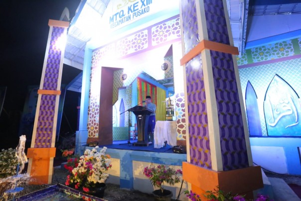Penjabat (Pj) Sekretaris Daerah kabupaten Siak  H.Jamaluddin secara resmi membuka Musabaqah Tilawatil Qur’an (MTQ) Tingkat Kecamatan pusako Ke XIII di Panggung Seni Tuk Datan (foto/Lin)