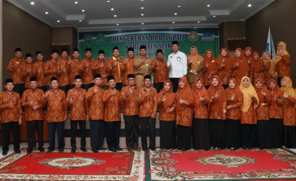Penjabat Sekretaris Daerah Kabupaten Siak H Jamaludin menghadiri Acara Pengukuhan Dewan Pengurus Daerah (DPD) Asosiasi Guru Pendidikan Agama Islam Indonesia (AGPAII) Kabupaten Siak (foto/lin)