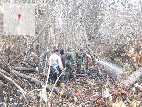 Belasan titik api yang sempat membakar di sejumlah lokasi lahan gambut di wilayah Kabupaten Bengkalis (foto/Hari)