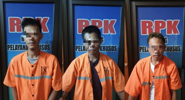 Tiga orang pelaku tindak pidan narkotika jenis sabu berhasil diringkus jajaran Satnarkoba Polres Bengkalis (foto/Hari)