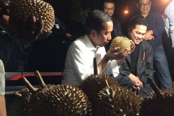 Presiden Jokowi saat membeli durian di Dumai, Provinsi Riau (foto/int)
