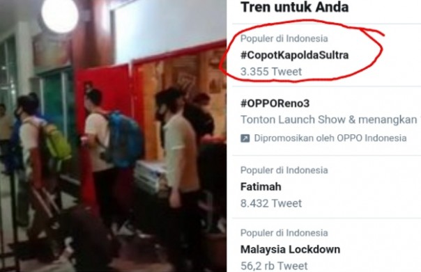 Tagar copot Kapolda Sultra jadi trending topik di twitter (foto/int)
