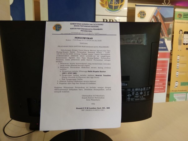 Surat pemberitahuan penutupan layanan sementara di MPP