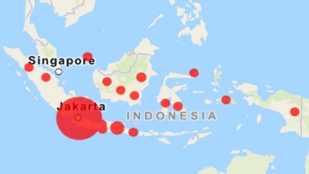 Peta sebaran virus corona di Indonesia