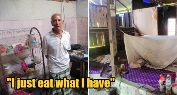 Kasihan, Pria Lansia Asal Malaysia Ini Hanya Makan Nasi Dengan Garam dan Roti yang Dicelupkan ke Dalam Air Karena Ia Tidak Mampu Membeli Makanan yang Layak
