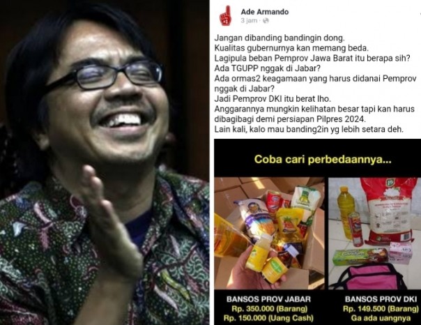 Ade Armando bilang jangan dibanding-bandingkan bantuan dari DKI Jakarta dengan Pemprov Jabar (foto/int)