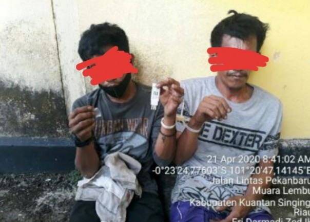 Polsek Singingi, Mapolres Kuantan Singingi Provinsi Riau, yang telah berhasil mengamankan peredaran narkoba (foto/Zar)