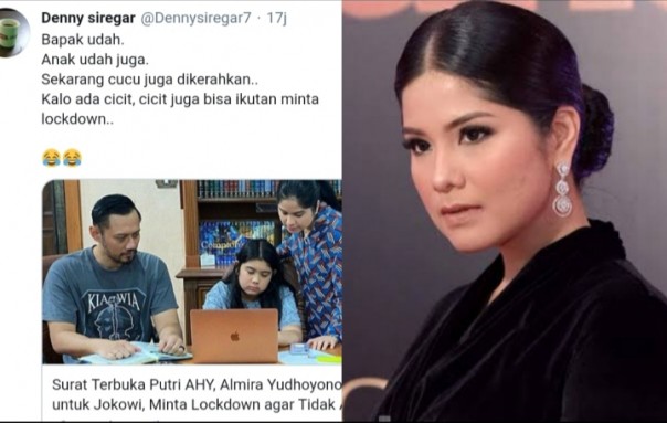 Istri Agus Harimurti Yudhoyono (AHY), Annisa Pohan mengadu ke Presiden Jokowi, gara-gara ulah Denny Siregar (foto/int)