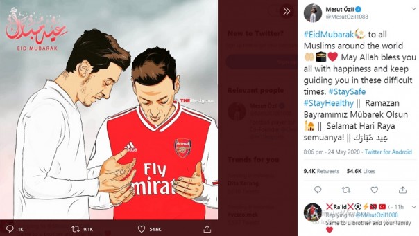 Pemain Arsenal Mesut Ozil Ucapkan Selamat Idul Fitri Dalam Bahasa Indonesia