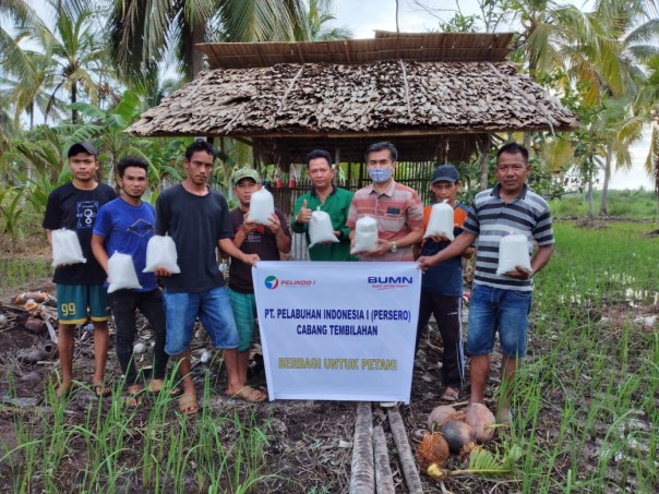 Pelindo Tembilahan Serahkan Bantuan 150 Kg Pupuk untuk Kelompok Tani (foto/int)
