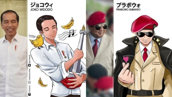 Prabowo dan Presiden Jokowi Digambar Ala Kartun Jepang, Siapa yang Paling Kece? (Foto/int)