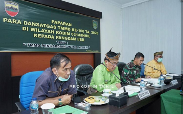Rakoornas TMMD Ke-108, Wardan Ikuti Vidcon Bersama Dandim dan Ketua DPRD Inhil (foto/int)
