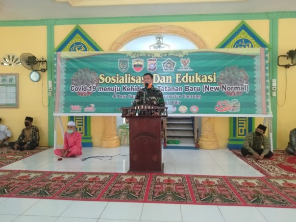 Dandim 0314 Inhil Bersama Kakan Kemenag Sosialisasi dan Edukasi Menuju Tatanan Baru di Concong (foto/int)