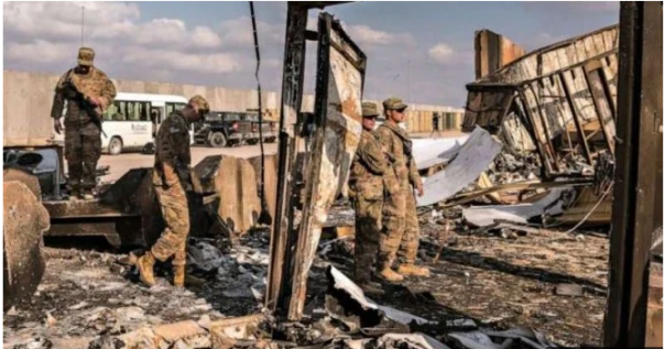 Pangkalan AS di Irak yang porak poranda setelah dihantam rudal. Foto: int 