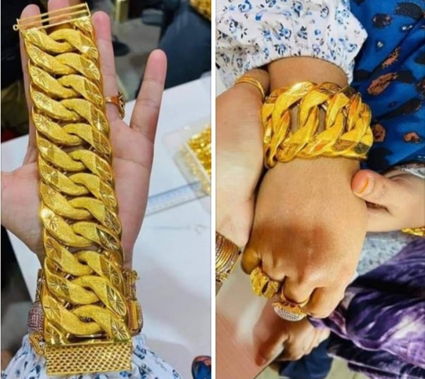 Bukan Main, Viral Gelang Emas Sebesar Rantai, Netizen: Enggak Irilah (foto/int)