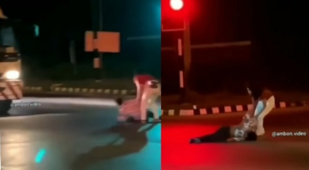 Viral Sejoli 'Bucin' Bertengkar, Prianya Ngambek Tiduran di Tengah Jalan Raya, Netizen: Dimana Kejantanan mu (foto/int
