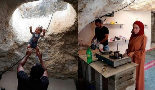 Israel Larang Bangun Rumah, Warga Gaza Palestina Ini Tinggal di Gua Bersama Keluarga (foto/int)