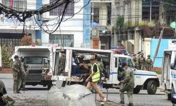 Kondisi di lokasi tempat terjadinya aksi bom bunuh diri di Filipina. Foto: int