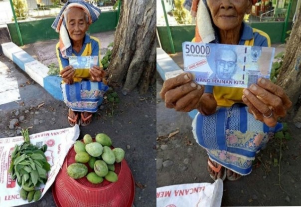 Kurang Ajar, Seorang Perempuan Beli Mangga Nenek Ini Pakai Uang Palsu, Netizen: Doain yang Nipu Melarat (foto/int)