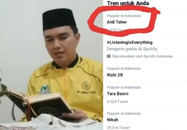 Aldi Taher Trending, Bukan Pencalonan Cawagub Sulteng, Tapi Gara-gara Ini (foto/int)