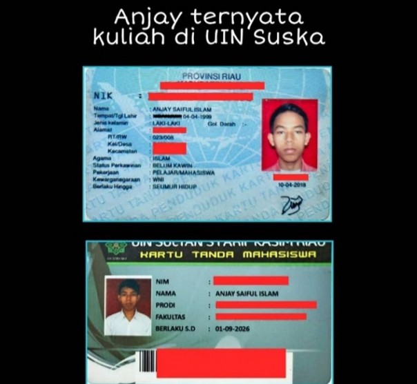 Viral Mahasiswa UIN Suska Riau Bernama Anjay, Netizen: Anak Pekanbaru Dang (foto/int)
