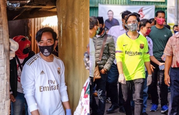 Blusukan Mirip Jokowi, Gibran Pakai Baju Barcelona dan Real Madrid, Netizen Bilang Begini (foto/int)