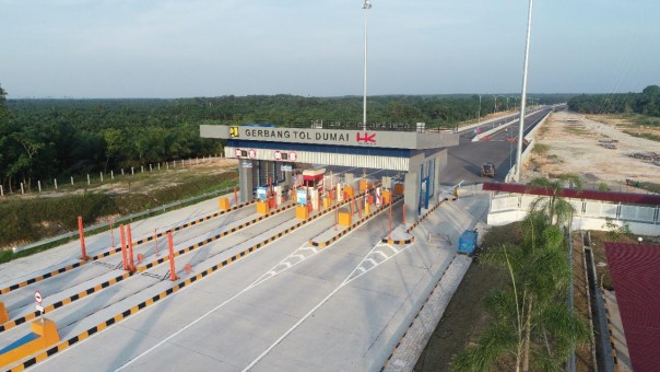 Gerbang tol Pekanbaru - Dumai yang akan diresmikan Presiden Joko Widodo pada Jumat, 25 September 2020. (Foto: Istimewa)