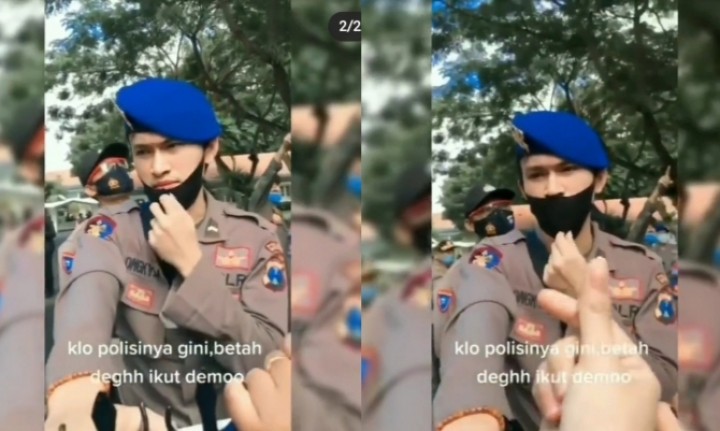 Viral Mahasiswi Gombalin Polisi Ganteng Saat Demo, Netizen: Norak Banget (foto/int)