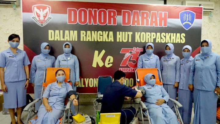 Peringati HUT Korpaskhas ke-73, Yonko 462 Paskhas Gelar Kegiatan Donor Darah