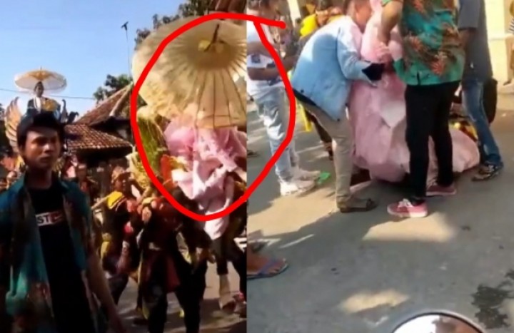 Viral Sedang Asyik Diarak, Pengantin Wanita Terjungkal ke Aspal, Netizen: Doa Mantan Terkabul (foto/int)