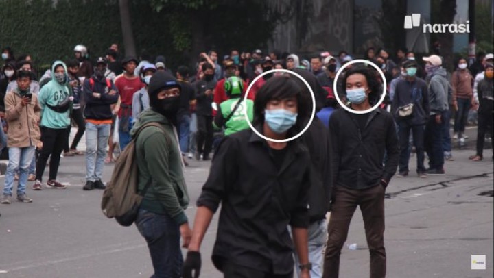 Dugaan pelaku kebakaran Halte Transjakarta oleh Narasi TV (foto/int)