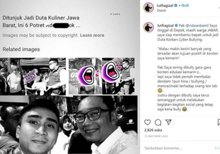 Tak Mau Kalah, Lutfi Agizal Minta Ridwan Kamil Jadikan Dia Duta Korban Cyber Bullying, Netizen Sebut Begini (foto/int)