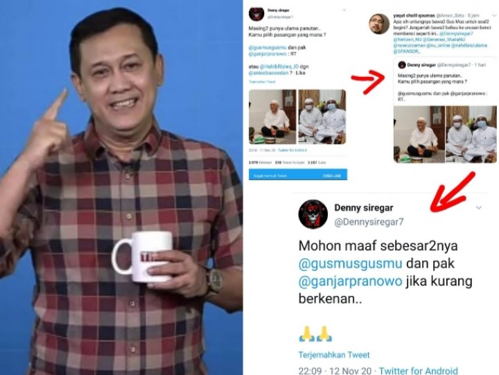 Ketum Ansor Yaqut Tegur Cuitan Denny Siregar yang Bawa-bawa Gus Mus, Netizen Sebut Begini (foto/int)