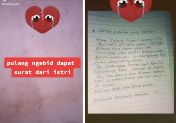 Viral Video Ojol Dapat Surat Dari Istri yang Enggak Berani Ngutang ke Warung Lagi, Netizen Sebut Begini (foto/int)