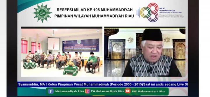 Din syamsuddin memberikan sambutan saat milad Muhammadiyah
