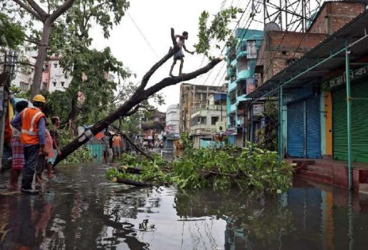Topan Menumbangkan Pohon dan Membanjiri Jalan-jalan di India Selatan