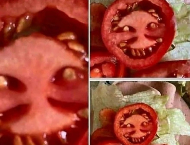 Viral Potongan Tomat Mirip Senyuman Setan, Netizen Sebut Begini (foto/int)