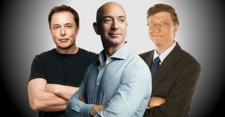 Elon Musk, Jeff Bezos dan Bill Gates, yang terbebas dari pajak penghasilan. Foto: int  
