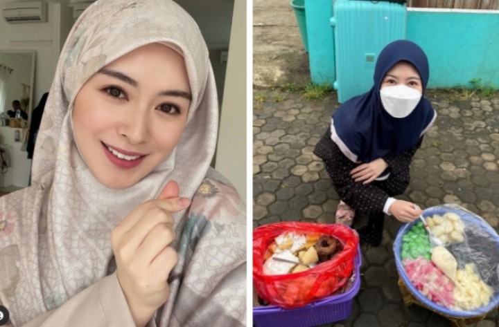 Ayana Mualaf Korea Cantik Jualan Kue Tradisional Indonesia, Netizen: Auto Laris (foto/int)