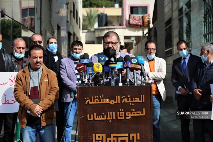 Asosiasi Tahanan Nasional dan Pasukan Islam Palestina, saat menggelar konferensi pers, Selasa (02/02/2021) lalu.