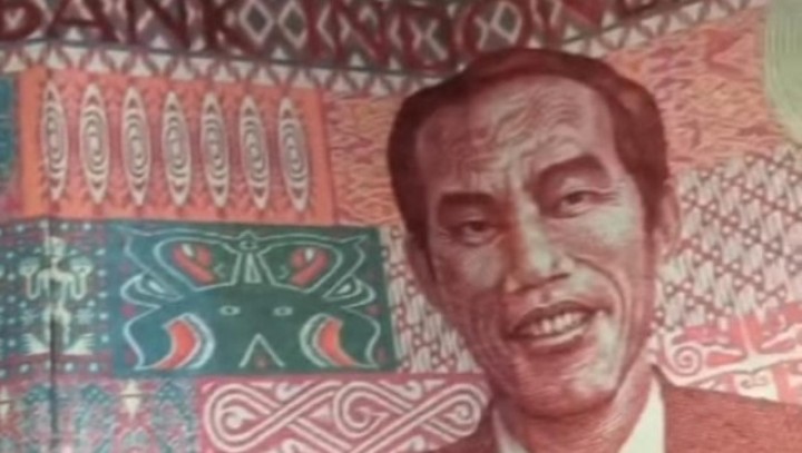Tampilan uang redenominasi bergambar Presiden Jokowi, yang kini tengah viral di media sosial tapi dibantah BI. Foto: int 