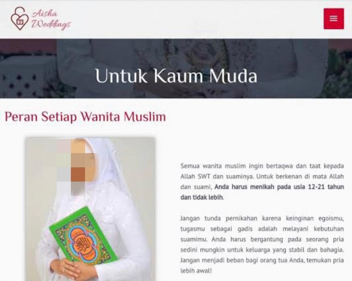 Viral Mak Comblang Pernikahan Dini, Aisha Weddings Dilaporkan KemenPPPA (foto/int)