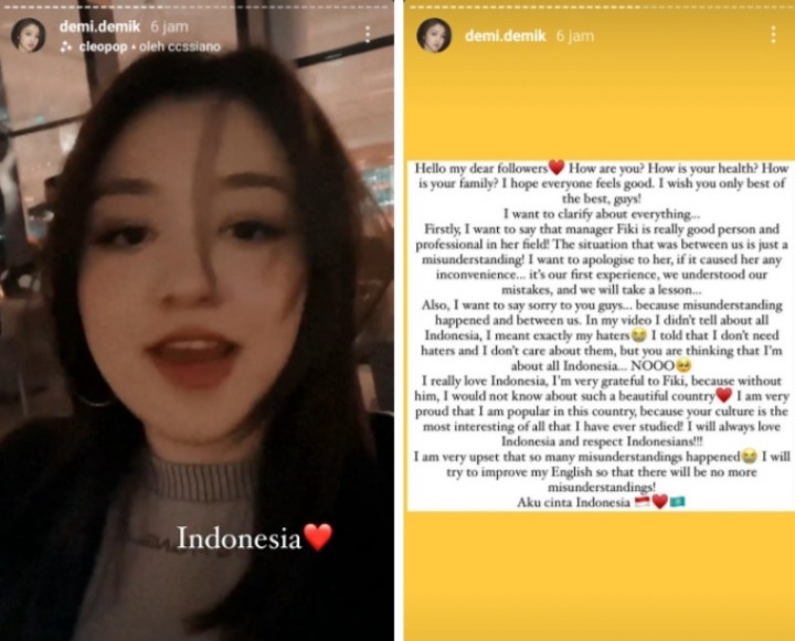 Dayana Klarifikasi Lagi: Aku Minta Maaf, Aku Cinta Indonesia (foto/int) 