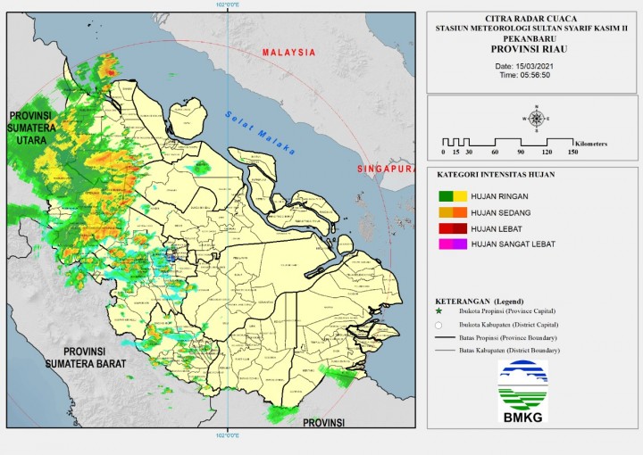 Informasi sebaran hujan yang terjadi di Provinsi Riau. (Sumber: BMKG Stasiun Pekanbaru)