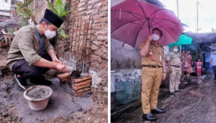 Gibran Rakabuming Pasang Batu Bata Hingga Hujan-hujanan Cek Warga, Netizen: Calon Gubernur DKI (foto/int) 