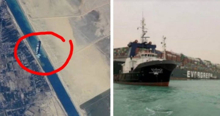 Penyelidikan Dilakukan Terkait Kapal Kontainer Raksasa Ever Given Kandas di Terusan Suez Mesir (foto/zar) 
