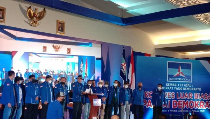 Kongres Luar Biasa Partai Demokrat di Deli Serdang, Sumatera Utara. Foto: Internet