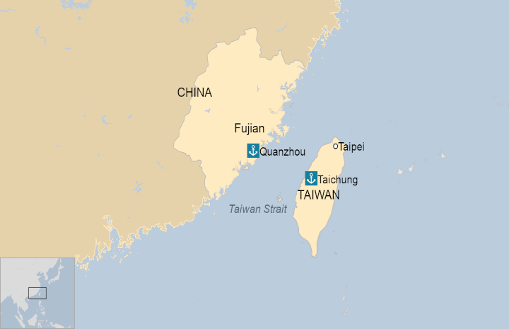 Peta Taiwan dan China. Foto: Internet